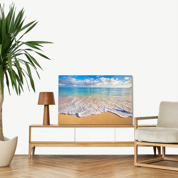 Quadro Stampa su Tela con Telaio in legno panorama mare spiaggia