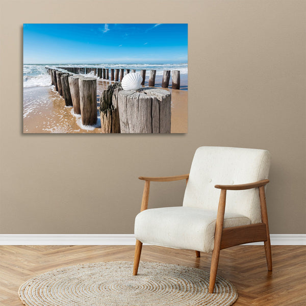 Quadro Stampa su Tela con Telaio in legno panorama mare spiaggia