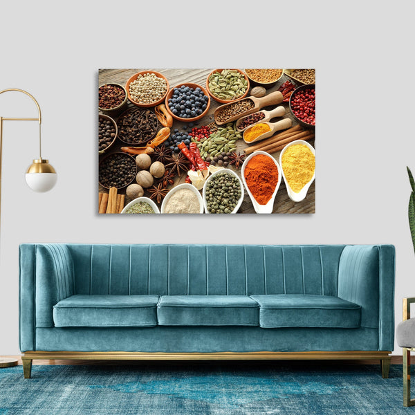 Quadro Stampa su Tela con Telaio in legno cucina spezie ristorante