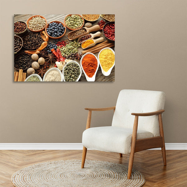 Quadro Stampa su Tela con Telaio in legno cucina spezie ristorante