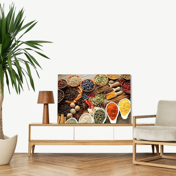 Quadro Stampa su Tela con Telaio in legno cucina spezie ristorante