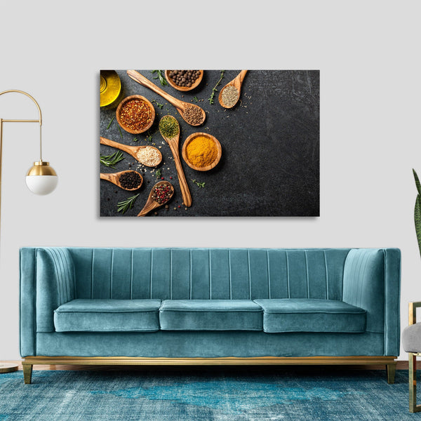Quadro Stampa su Tela con Telaio in legno cucina spezie ristorante