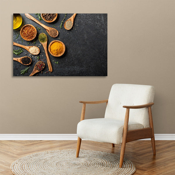 Quadro Stampa su Tela con Telaio in legno cucina spezie ristorante