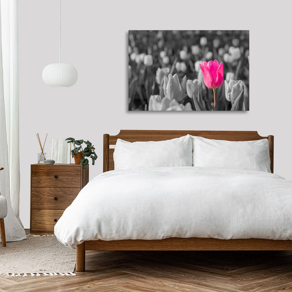 Quadro Stampa su Tela con Telaio in legno panorama fiori
