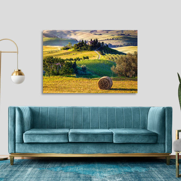 Quadro Stampa su Tela con Telaio in legno panorama toscana