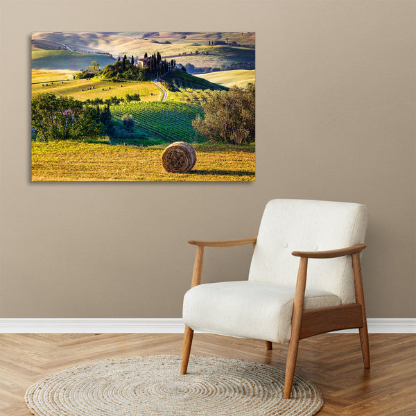 Quadro Stampa su Tela con Telaio in legno panorama toscana