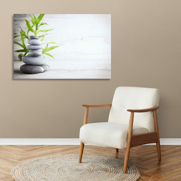 Quadro Stampa su Tela con Telaio in legno pietra zen