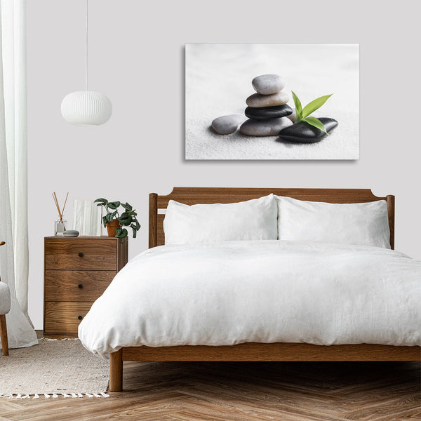 Quadro Stampa su Tela con Telaio in legno pietra zen