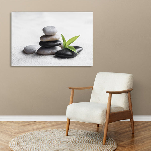 Quadro Stampa su Tela con Telaio in legno pietra zen