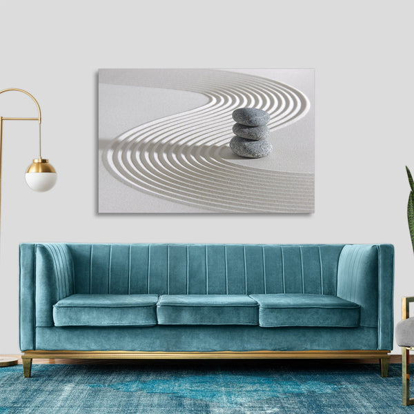 Quadro Stampa su Tela con Telaio in legno pietra zen