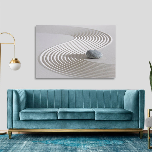 Quadro Stampa su Tela con Telaio in legno pietra zen