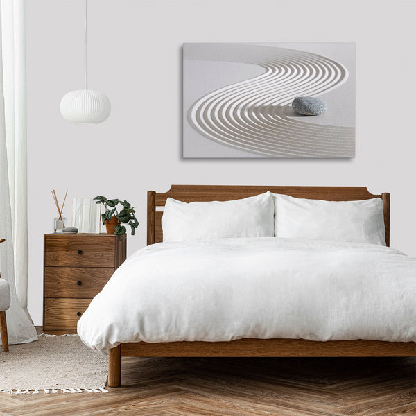 Quadro Stampa su Tela con Telaio in legno pietra zen