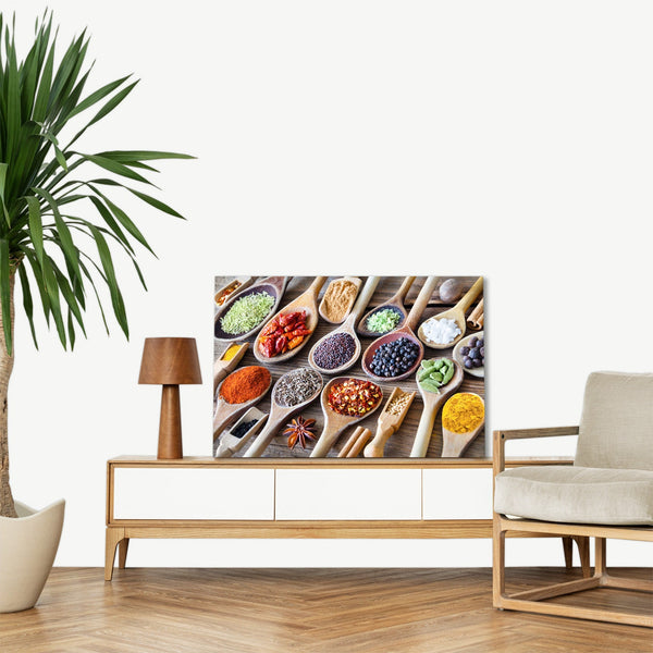 Quadro Stampa su Tela con Telaio in legno spezie cucina ristorante