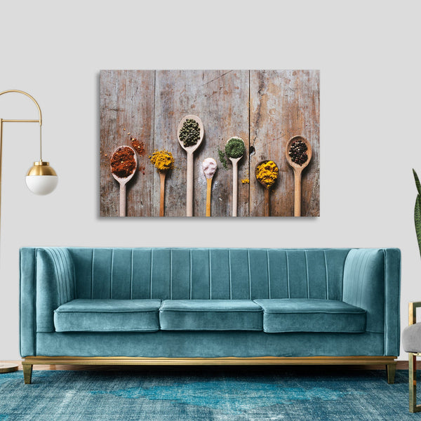 Quadro Stampa su Tela con Telaio in legno spezie cucina ristorante