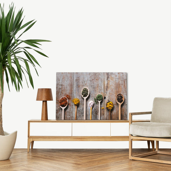 Quadro Stampa su Tela con Telaio in legno spezie cucina ristorante