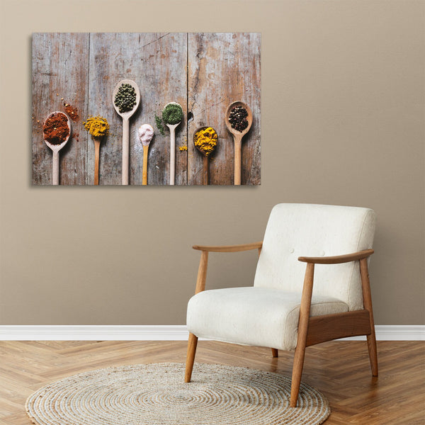 Quadro Stampa su Tela con Telaio in legno spezie cucina ristorante