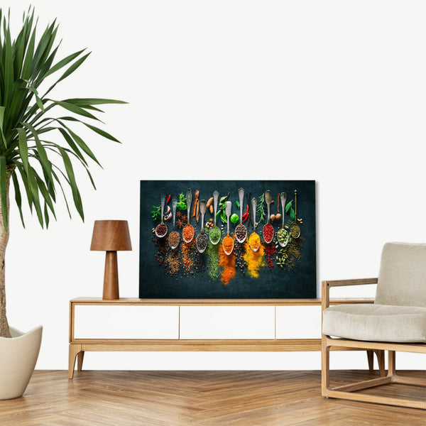 Quadro Stampa su Tela con Telaio in legno spezie cucina ristorante