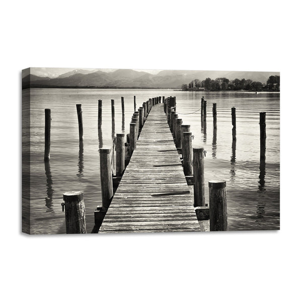 Quadro Stampa su Tela con Telaio in legno panorama pontile