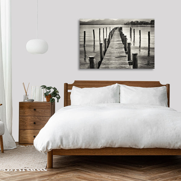 Quadro Stampa su Tela con Telaio in legno panorama pontile