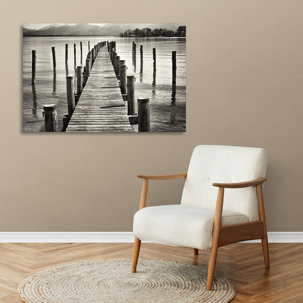 Quadro Stampa su Tela con Telaio in legno panorama pontile