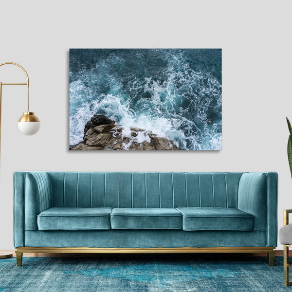 Quadro Stampa su Tela con Telaio in legno mare onde