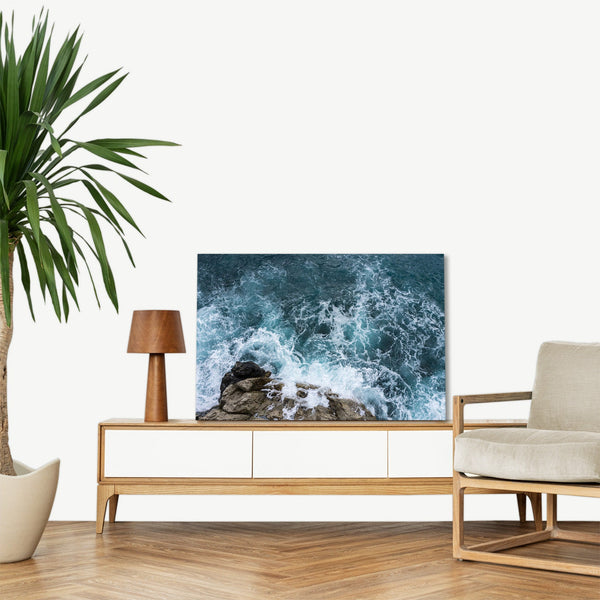 Quadro Stampa su Tela con Telaio in legno mare onde
