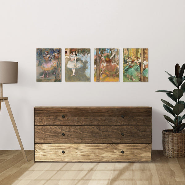 Quadri Stampa su Tela con Telaio in Legno 4 pezzi Edgar Degas Balletto Ballerina