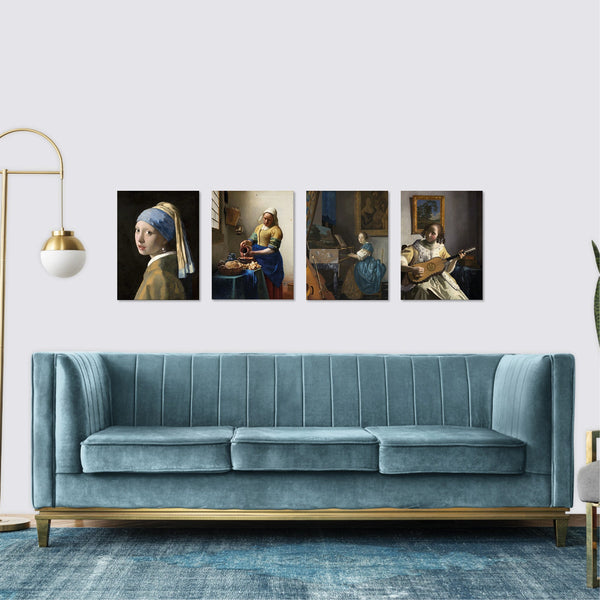 Quadri Stampa su Tela con Telaio in Legno 4 pezzi Johannes Vermeer