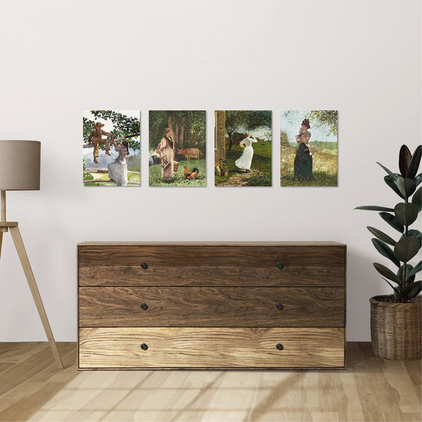 Quadri Stampa su Tela con Telaio in Legno 4 pezzi Winslow Homer