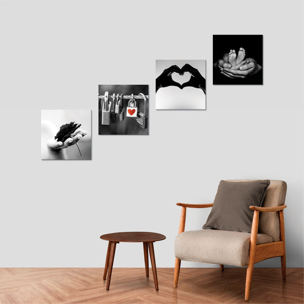 Quadri Stampa su Tela con Telaio in Legno 4 pezzi love amore