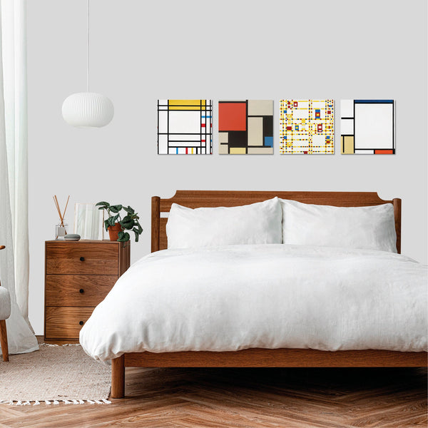 Quadri Stampa su Tela con Telaio in Legno 4 pezzi piet mondrian