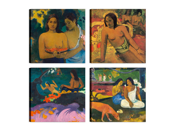 Quadri Stampa su Tela con Telaio in Legno 4 pezzi Paul Gauguin