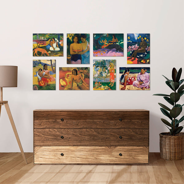 Quadri Stampa su Tela con Telaio in Legno 8 pezzi 40x30 cm paul gauguin