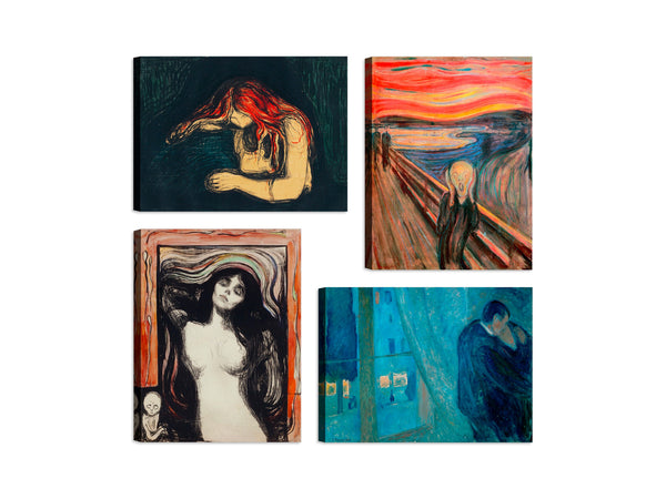 Quadri Stampa su Tela con Telaio in Legno 4 pezzi Edvard Munch