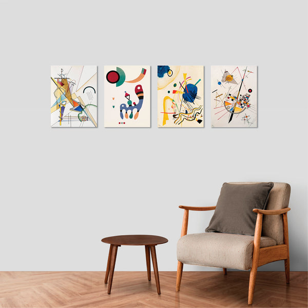 Quadri Stampa su Tela con Telaio in Legno 4 pezzi Wassily Kandinsky