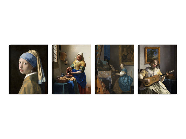 Quadri Stampa su Tela con Telaio in Legno 4 pezzi Johannes Vermeer