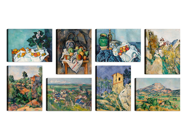 Quadri Stampa su Tela con Telaio in Legno 8 pezzi 40x30 cm Paul Cézanne