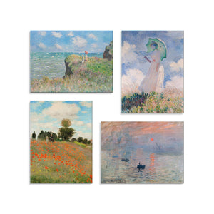 Quadri Stampa su Tela con Telaio in Legno 4 pezzi Claude Monet