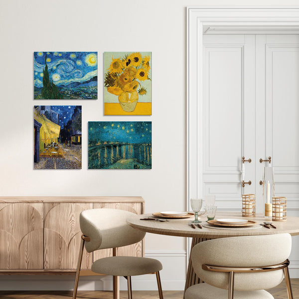 Quadri Stampa su Tela con Telaio in Legno 4 pezzi Vincent Van Gogh