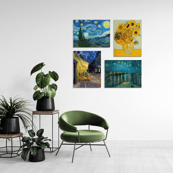 Quadri Stampa su Tela con Telaio in Legno 4 pezzi Vincent Van Gogh