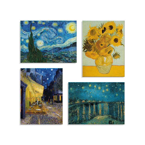 Quadri Stampa su Tela con Telaio in Legno 4 pezzi Vincent Van Gogh