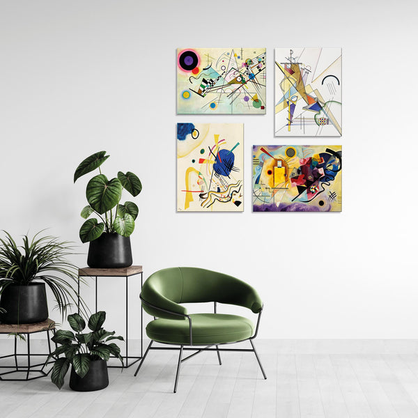 Quadri Stampa su Tela con Telaio in Legno 4 pezzi Wassily Kandinsky