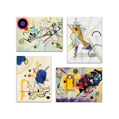 Quadri Stampa su Tela con Telaio in Legno 4 pezzi Wassily Kandinsky