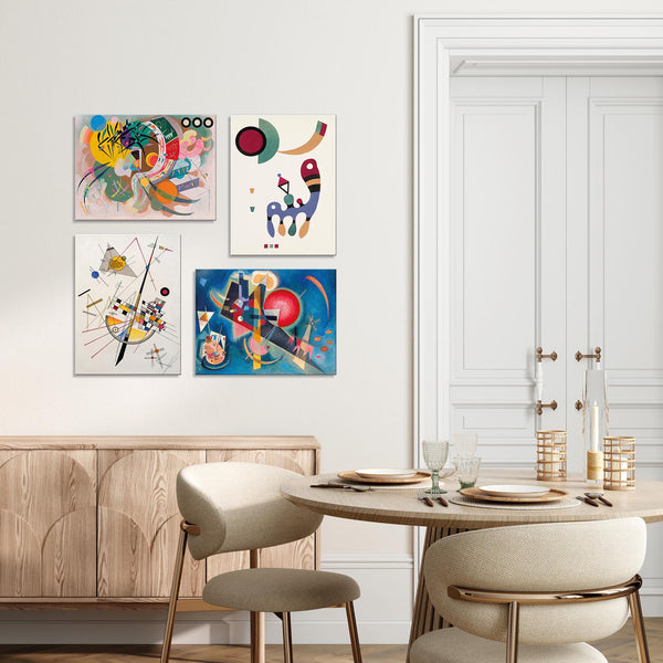 Quadri Stampa su Tela con Telaio in Legno 4 pezzi Wassily Kandinsky