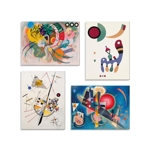 Quadri Stampa su Tela con Telaio in Legno 4 pezzi Wassily Kandinsky