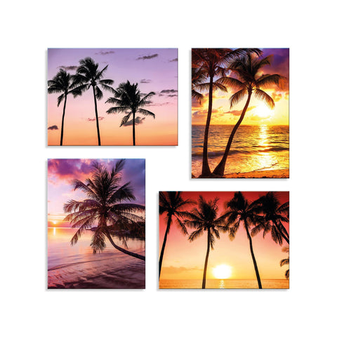 Quadri Stampa su Tela con Telaio in Legno 4 Tramonto tropicale