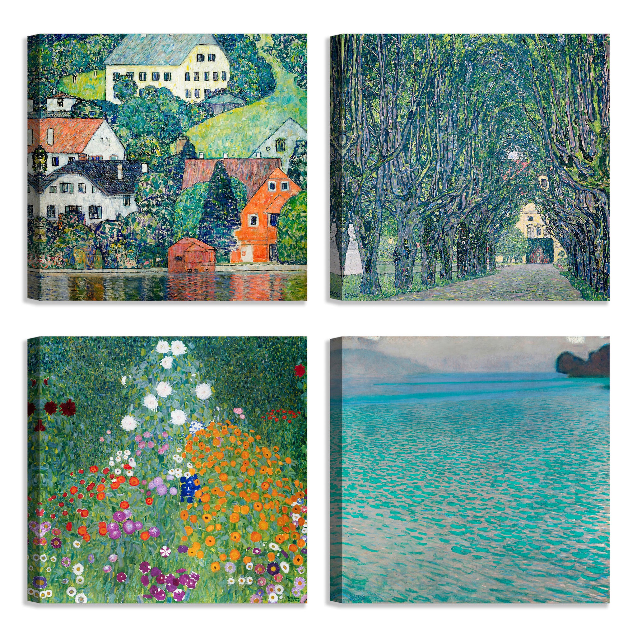Quadri Stampa su Tela con Telaio in Legno 4 pezzi Claude Monet