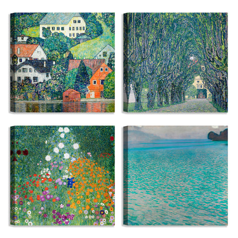 Quadri Stampa su Tela con Telaio in Legno 4 pezzi Claude Monet