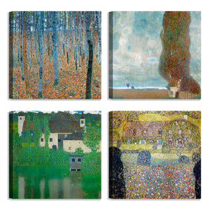 Quadri Stampa su Tela con Telaio in Legno 4 pezzi Gustav Klimt