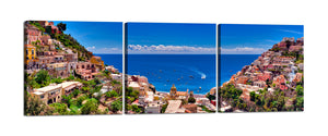 Quadri Stampa su Tela con Telaio in Legno 3 pezzi Panorama Ravello Costiera Amalfitana